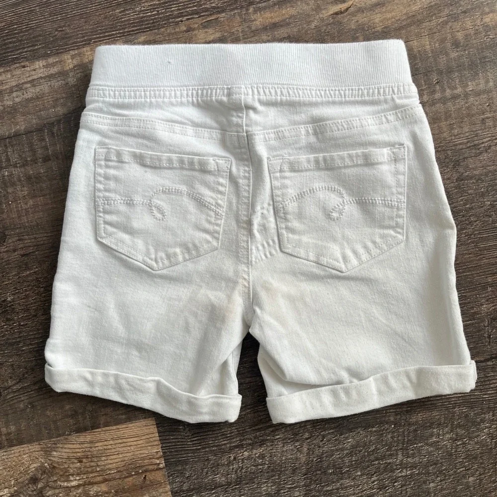 Justice White Denim Shorts‎ Girls Pull-On Waistband Cuffed Hem Size 12 Slim